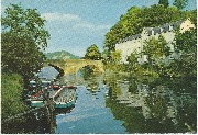 Anseremme. La Lesse et le Pont St Jean De Lesse en de brug St Jean
