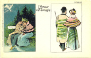 L'amour est aveugle (couple assis sur un banc avec peinture fraîche)