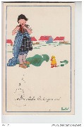 Hertzliche Oster Grüsse. (Fillette et Canard)