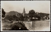 Anseremme.  (vue du pont St-Jean et église, bateau Mouettes)