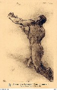 Croquis pour l 'esquisse Ver la lumière  Fusain Cécile Douard  Mons 1898