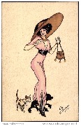 Elégante au caniche noir