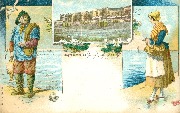 Ostende. Litho. avec une representation de la digue en incrustation Ostende. Litho. avec une representation de la digue en incrustation
