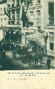 Bruxelles. J Stuljens Marchand de bières et cabaretier, Rue de Laeken 95. Visite de sa Majesté LEOPOLD II, roi des belges, Le 11 Juillet 1908