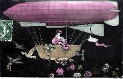 (jeune femme voyageant en dirigeable)