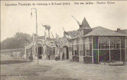 Saint-Trond. Expo 1907. Vue des jardins. Pavillon Baltus