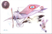 aviateur ( Guynemer en médaillon) descendant un avion allemand