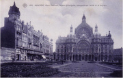 Anvers. Gare centrale, fa�ade principale inaugur�e en 1905 et le square