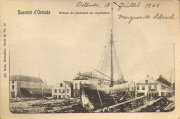 Souvenir d'Ostende, bâteau de pêche en réparation