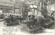 Expo de liège 1905. Stand de la S.A.  des moteurs à Sclessin. Liège. 2 Moteurs à grande vitesse