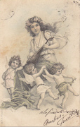 Femme jouant citare avec angelots