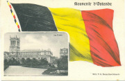 Souvenir d Ostende ,La Poste (dans medaillon+drapeau belge)