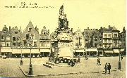 Bruges. Statue Breydel et de Coninck et maisons de la Grand-Place
