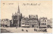 Tournai. Grand Place, Eglise Saint-Quentin et Statue de la Princesse d'Epinoy