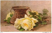 (Vase de cuivre et roses jaunes)