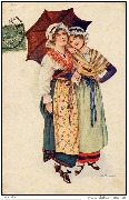 Costumes de Lorraine. Deux jeunes filles en costume régional