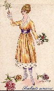 Bonne Année (Femme présentant gui et houx dans chaque main)