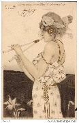 (Jeune fille jouant de la flute double)