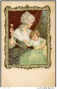 Glügliche Zeit (jeune femme montrant un hochet à son enfant)