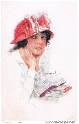 Lecture, jeune femme au chapeau rouge