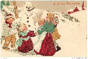 A Merry Christmas (enfants dansant autour d'un bonhomme de neige)