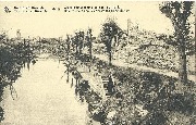 1914-18.  Ruines de Dixmude. Canal d'Handzaeme au Pont du Nord── Ruines of Dixmude. Handzaeme Canal, View from the North Bridge