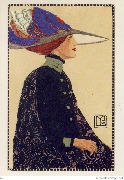 Mode (femme en noir au grand chapeau)