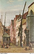 Bruxelles.J.B. Van Moer, XIXe siècle "Les puisards du Pont de la Carpe"...