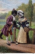(Chats humanisés élégants costume Louis XVI).