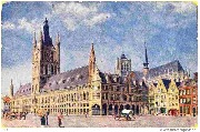 Ypres. Les Halles et l'Hôtel de Ville. Yper. De Halle en het Stadhuis
