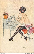 Plaisirs d'Eté.(Femme assise devant son secrétaire écrivant une lettre)