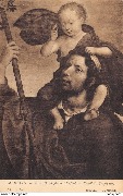 Memling. St-Christophe et l'Enfant - Détail du Triptyque. Bruges - Le Musée
