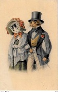 (chats humanisés - un couple élégant)