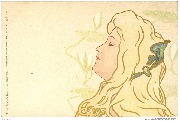 (Tête d'une femme blonde de profil, un bijou Art Nouveau dans les cheveux)
