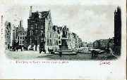 Bruges. Place Jean van Eyck et Vue sur le quai du Miroir