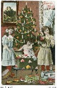 (3 fillettes autour d'un arbre de Noël) Joyeux Noël