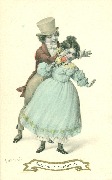 Garçon surprenant une fillette avec un bouquet. Bonne et heureuse année