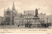 Tournai. Statue de la princesse d'Epinoy et l'église St. Quentin