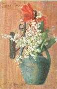 Joyeuse Fête(cruche suspendue garnie de muguets)