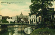 Malines. Le pont gothique à l'Entrée du Bruel et l'Eglise Notre Dame
