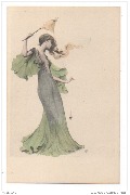 Femme debout filant du fil