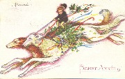 Bonne Année Enfant volant sur lévriers Bonne Année Enfant volant sur lévriers