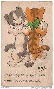 Cette robe &agrave; rayure vous va &agrave; merveille (deux chats humanis&eacute;s dansant)