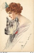 (Femme rousse avec un dogue)