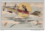 Enfin seuls !(avion &agrave; h&eacute;lice, angelots,pleine lune,couple)