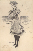 femme debout en robe dos à la mer