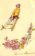 Bonne ann&eacute;e. Tresse de roses. En luge