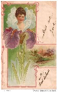 T&ecirc;te de femme dans un iris