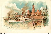 Abfahrt des Dampfers "Hecht"  vom Anleger des Freihafens