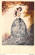 (Femme à la robe bouffante tenant un chat)